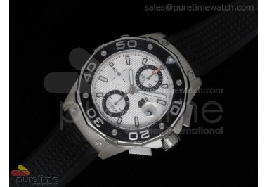 Aquaracer 500M Calibre 16 Chrono SS White Textured Dial on Black Rubber Strap A7750