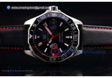 Aquaracer Calibre 5 Match Timer Premier League Special Edition SS Black Dial Black Leather - Miyota Quartz