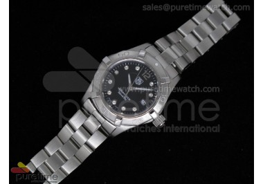 Aquaracer Ladies SS Black Dial SS Bezel on Bracelet Swiss Quartz