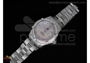 Aquaracer Ladies SS Pink MOP Dial Stick Markers Diamond Bezel on Bracelet Swiss Quartz