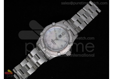 Aquaracer Ladies SS White MOP Dial Stick Markers Diamond Bezel on Bracelet Swiss Quartz