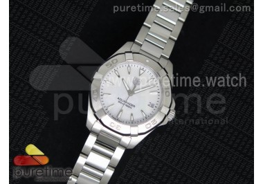 Aquaracer Ladies 32mm SS White Dial on SS Bracelet Swiss Quartz