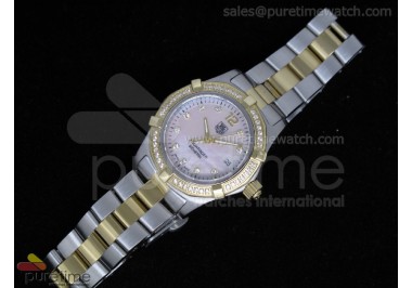 Aquaracer Ladies SS/YG Pink MOP Dial Diamond Bezel on SS/YG Bracelet