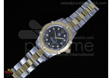 Aquaracer Ladies SS/YG Black Dial YG Bezel on SS/YG Bracelet Swiss Quartz