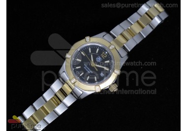 Aquaracer Ladies SS/YG Black Dial Stick Markers YG Bezel on SS/YG Bracelet Swiss Quartz