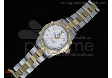 Aquaracer Ladies SS/YG White Dial Diamond Bezel on SS/YG Bracelet Swiss Quartz