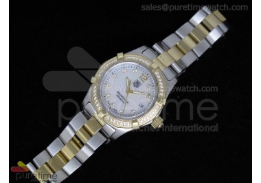 Aquaracer Ladies SS/YG White MOP Dial Diamond Bezel on SS/YG Bracelet Swiss Quartz