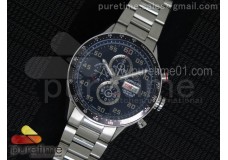 Carrera Calibre 16 Chrono SS Tachymeter Bezel Black Dial on SS Bracelet Jap Quartz