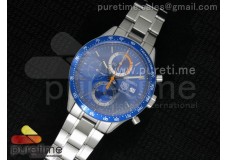 Carrera Calibre 16 SS Chrono Blue Dial Blue Bezel on SS Bracelet ETA7750