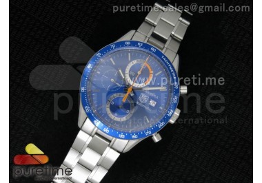 Carrera Calibre 16 SS Chrono Blue Dial Blue Bezel on SS Bracelet ETA7750