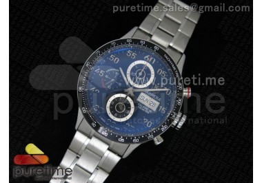 Carrera Calibre 16 SS Chrono Black Dial Black Bezel on SS Bracelet ETA7750