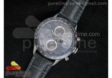 Carrera Calibre 1887 SS V6F 1:1 Best Edition Ceramic Bezel Gray Dial on Gray Leather Strap CAL1887