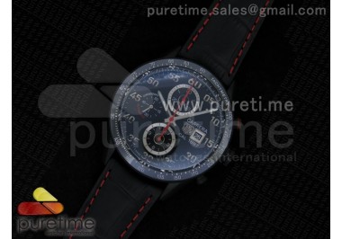 Carrera CAL 1887 1:1 PVD/Titanium Black Dial on Black Leather Strap A7750