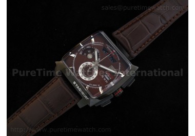 Monaco LS Calibre 12 Quartz PVD Brown on Brown Leather Strap