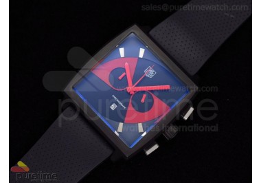 Monaco 44mm PVD Black/Red Dial on Black Rubber Strap Jap Quartz