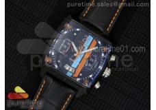 Monaco Twenty-Four Gulf PVD Black Dial on Black Leather Strap Jap Quartz