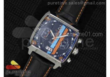 Monaco Twenty-Four Gulf SS Black Dial on Black Leather Strap Jap Quartz