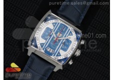 Monaco Concept Chrono SS Blue/White Dial on Blue Leather Strap Jap Quartz