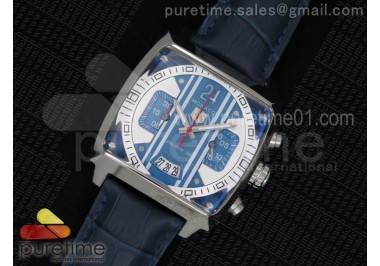 Monaco Concept Chrono SS Blue/White Dial on Blue Leather Strap Jap Quartz