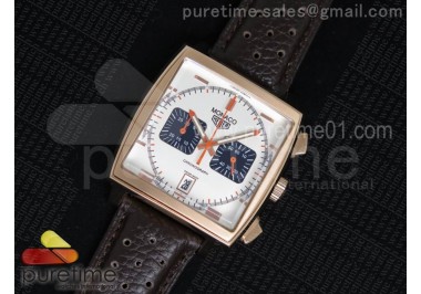 Monaco Concept Chrono RG White Dial on Brown Leather Strap Jap Quartz