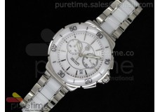 Formula 1 Lady Chrono SS/White Ceramic White Dial Stick Markers on Bracelet Swiss Ronda Quartz