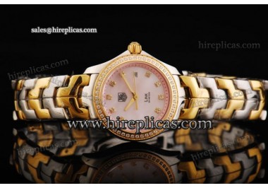 Tag Heuer Link Ladies WJF1353-BB0587 Swiss Quartz Two Tone/Diamond Pink Dial