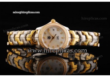 Tag Heuer Link Ladies WJF1354-BB0582 Swiss Quartz Two Tone/Diamond White Mop Dial